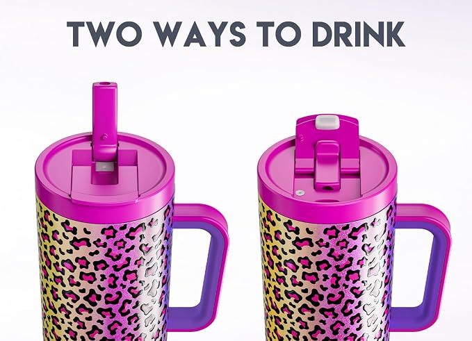 Meoky 40 oz Tumbler with Handle and Flip Straw, 100% Leakproof Tumbler with Lid and Straw, Stainless Steel Insulated Cup, Cupholder Friendly, Keeps Cold for 34 Hours (Celebration) - Image 5
