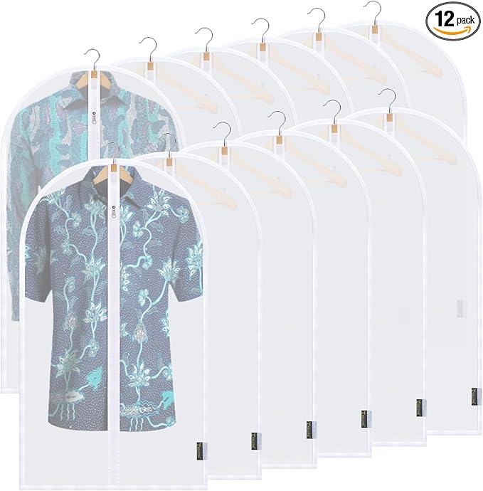 BALEINE 40'' Translucent Garment Bags, 12 Packs PEVA Dress Bag by BALEINE