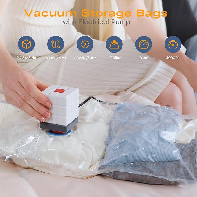 Vacuum Storage Bags for Clothing, 8 Jumbo Vacuum Seal Bags Space Saver for - Image 3