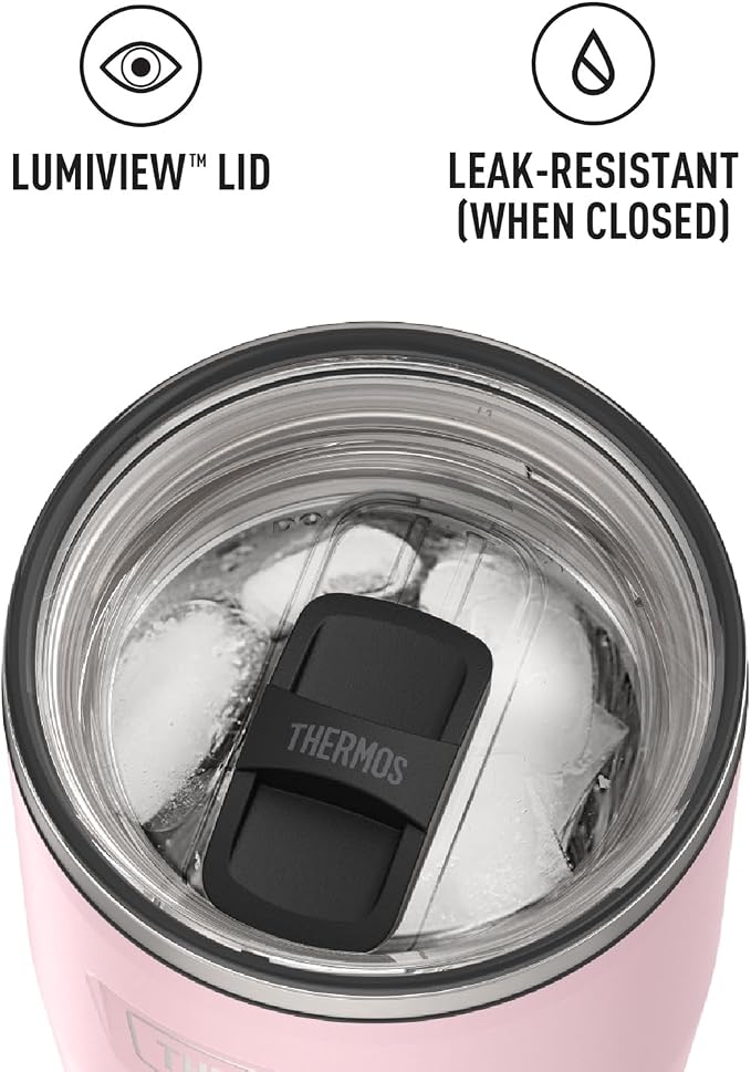 THERMOS ICON SERIES, Stainless Steel Cold Tumbler with Slide Lock, 24 Ounce, Sunset Pink - Image 5
