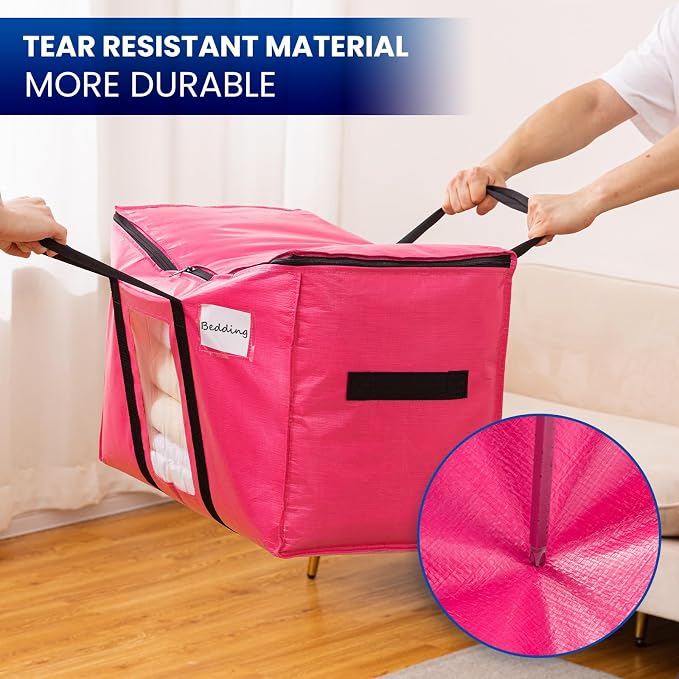 TAILI 12 Pack Pink Extra Large Moving Bags, Heavy Duty Totes - Image 6