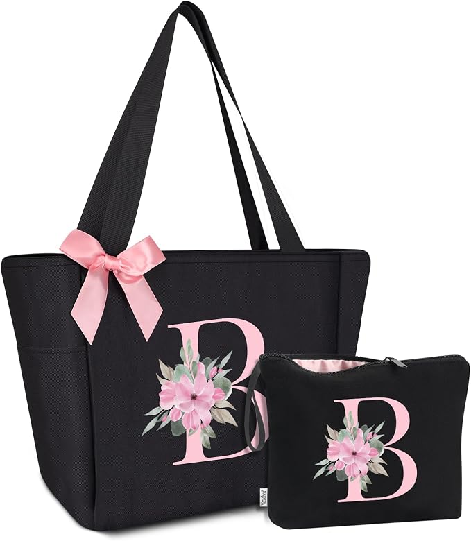 Vavabox Tote Bag, A-Z Initial Monogrammed Waterproof Tote Bag, Bridesmaid Gifts by Vavabox