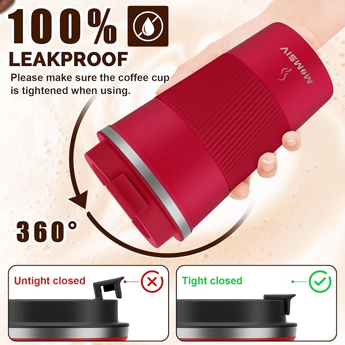 MOMSIV 17oz Travel Mug, Insulated Coffee Cup with Leakproof Lid, Vacuum Stainless Steel Double Walled Reusable Tumbler for Hot and Cold Water Coffee and Tea In Travel and Car - Image 4