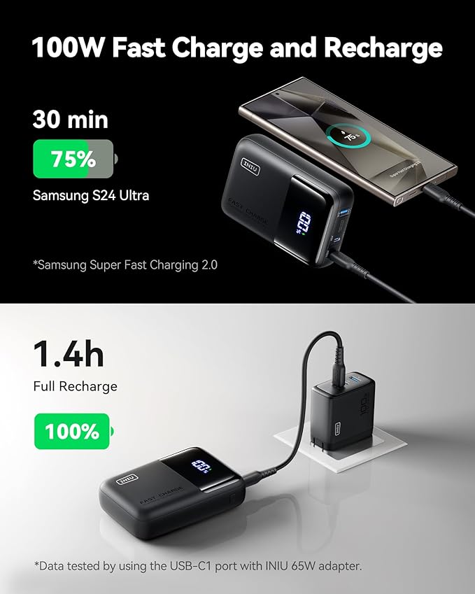 INIU Power Bank, 25000mAh 100W High Capacity Laptop & Phone Small Portable - Image 3