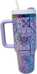 40oz Laser Engraved Nurse Swear Tumbler with Lid and Straw, Multicolor (Lavender) by Handmade