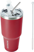 BJPKPK 30 oz Tumbler with Lid and Straw, Stainless Steel Insulated Travel Coffee Mug Reusable Thermal Cup,Red by BJPKPK