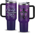 Christian Gifts for Women, 30 oz I Can Do All Things Christ Tumbler With Handle, Inspirational Religious Birthday Gifts for Faith Cup, Christian Jesus God Bible Verse Pastor Prayer Gift for Christmas by NIAXAUYT