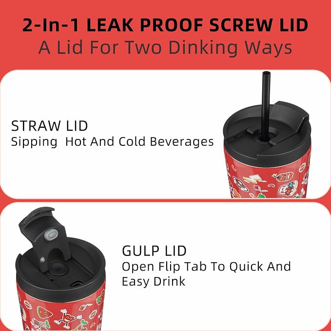 BJPKPK 34oz Skinny Tumbler With lid And Straw Stainless Steel Travel Coffee Mug Insulated Tumblers Cups,Passionate Red - Image 3