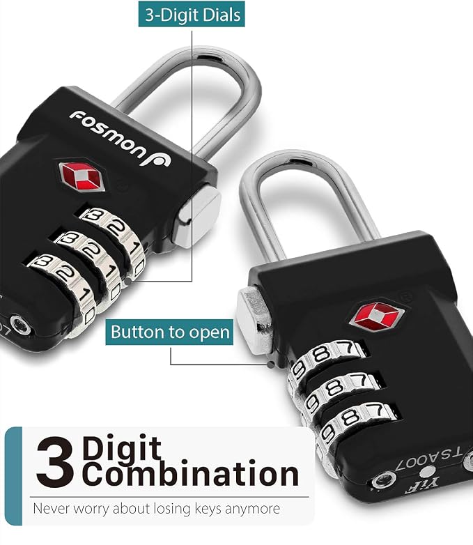Fosmon TSA Approved Luggage Locks, Suitcase Travel Lock - Image 3