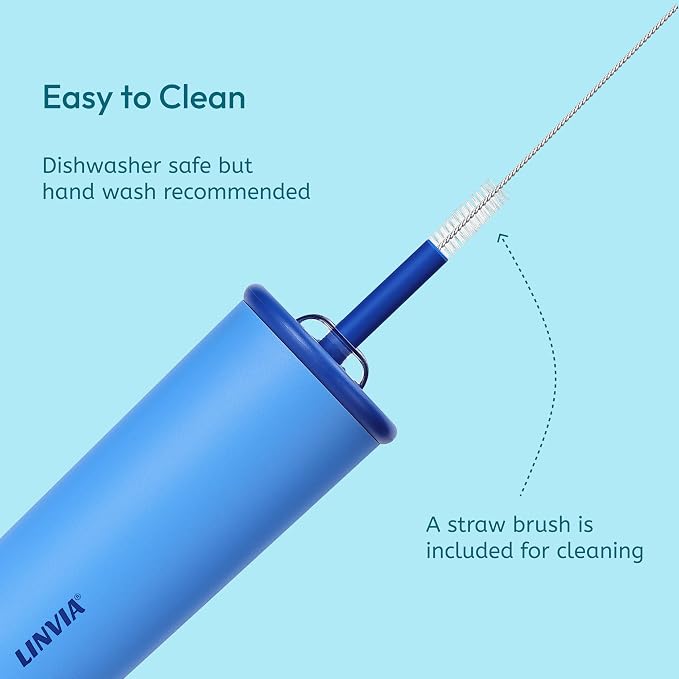 Candy Tumbler, 25 oz Insulated Stainless Steel Water Bottle, 2-in-1 Lid with Flexible Straw, BPA-Free, Cup Holder Friendly, Dishwasher Safe, Ocean Blue - Image 8