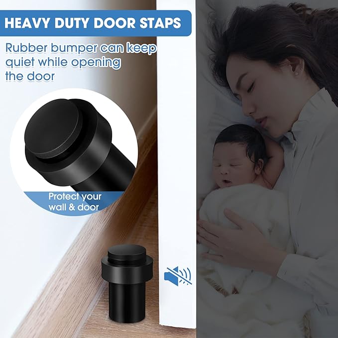 Chumia 6 Pcs Door Stopper Mounted Floor Stops Stainless Steel Cylindrical - Image 6