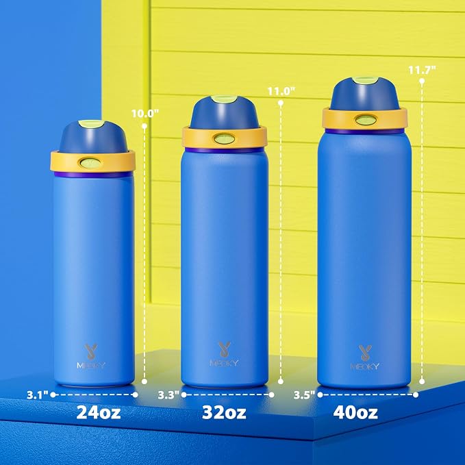 24 oz Insulated Water Bottle for Men: Meoky Stainless Steel Water Bottle with 2-in-1 Straw and Spout Lid - Leak Proof, Cold for 24 Hours, Fits in Car Cup Holder, BPA-Free for Sports Travel, Sapphire - Image 3