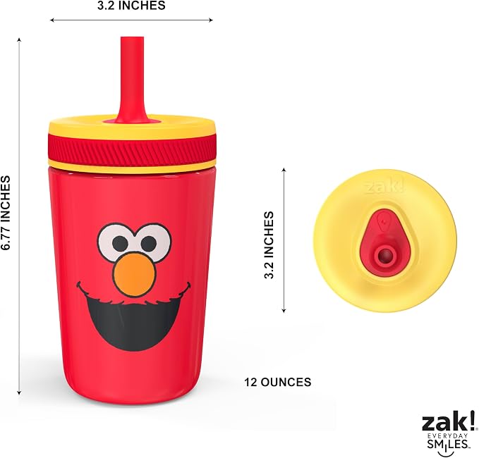 Zak Designs Sesame Street Kelso Toddler Cups For Travel or At Home, 12oz Vacuum Insulated Stainless Steel Sippy Cup With Leak-Proof Design is Perfect For Kids (Elmo) - Image 8