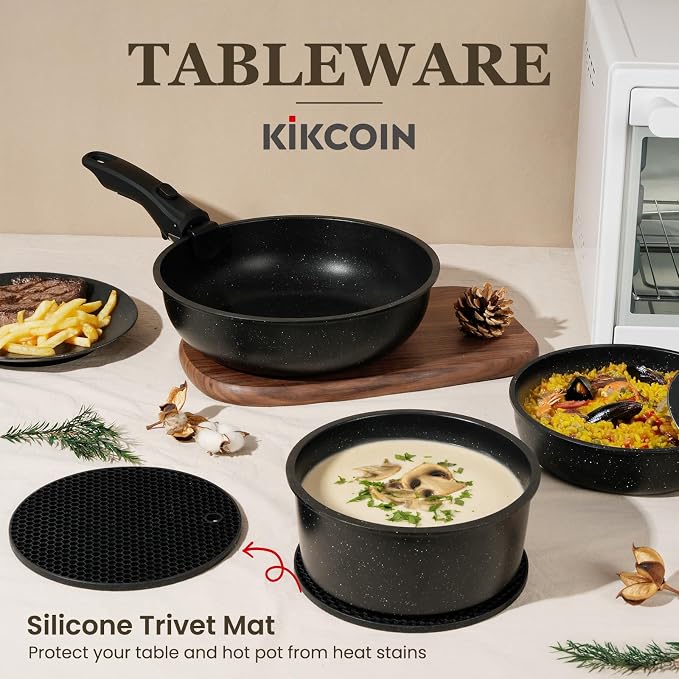 KIKCOIN 24 Pack Pots and Pans Set Non Stick, Detachable Handle Cookware Set - Image 7