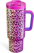 Meoky 40 oz Tumbler with Handle and Flip Straw, 100% Leakproof Tumbler with Lid and Straw, Stainless Steel Insulated Cup, Cupholder Friendly, Keeps Cold for 34 Hours (Celebration) by MEOKY