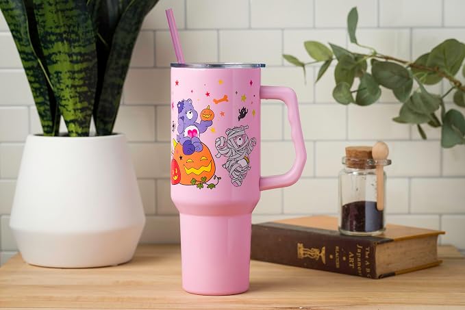 Silver Buffalo Care Bears Featuring Harmony Bear, Cheer, Share Bear, and Trick-or-Sweet Halloween Double Walled Stainless Steel Tumbler with Handle and Straw, Fits in Standard Cup Holder, 40 Ounces - Image 6