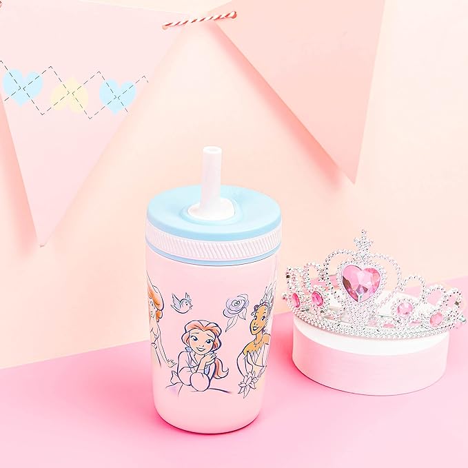 Zak Designs Disney Princess Kelso Toddler Cups For Travel or At Home, 12oz Vacuum Insulated Stainless Steel Sippy Cup With Leak-Proof Design For Kids (Ariel, Belle, Cinderella, Mulan, Tiana) - Image 3
