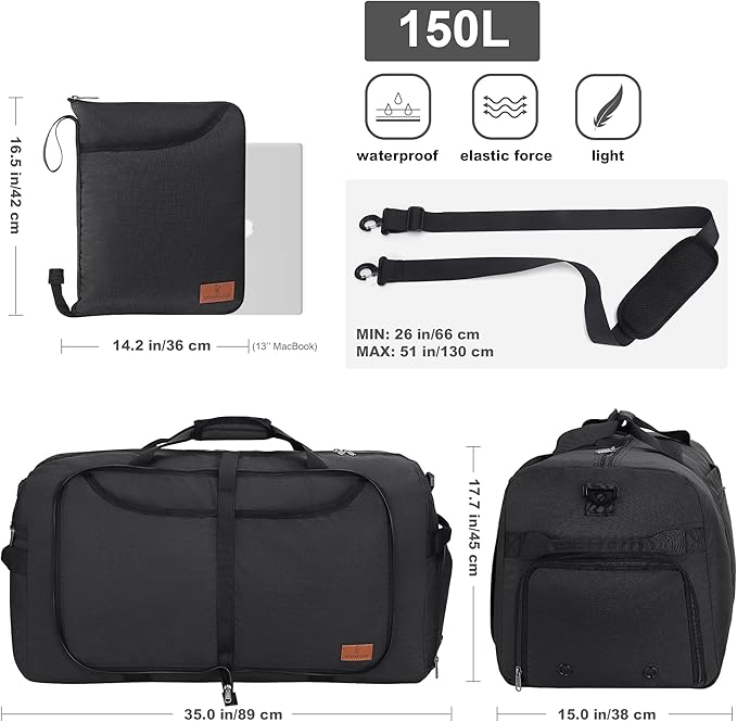 150L Large Waterproof Bag for Men Travel, Extra Large Trave Duffle Bag - Image 2
