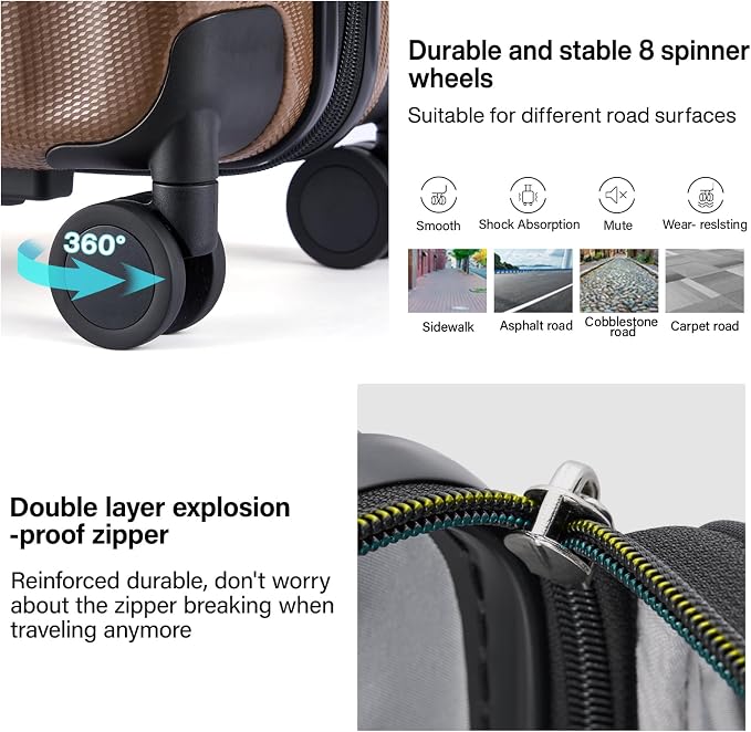 Hanke 24 Inch Expandable Checked Luggage Lightweight PC Hard Case Luggage - Image 5