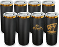 20 oz Skinny Tumblers Stainless Steel Tumbler with Lid and Straw Double Wall Vacuum Insulated Coffee Mug 20oz Powder Coated Cup for Hot and Cold Drinks(Black,8 pack) by FunTrans