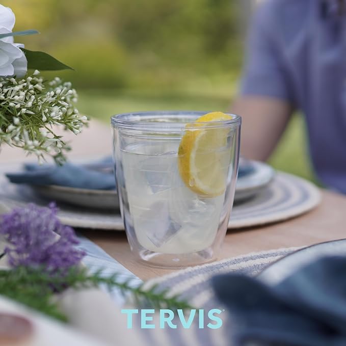 Tervis Clear & Colorful Tabletop 12oz Made in USA Double Walled Insulated Tumbler Travel Cup Keeps Drinks Cold & Hot, 12oz, Clear - Image 8