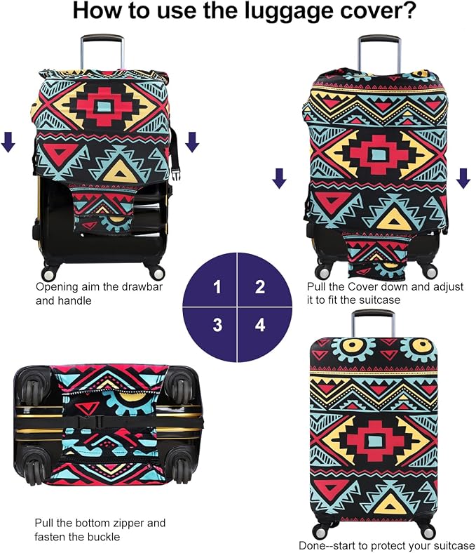 7-Mi Travel Luggage Cover Elastic Sleeve 22"-24" Anti-Scratch Suitcase - Image 3