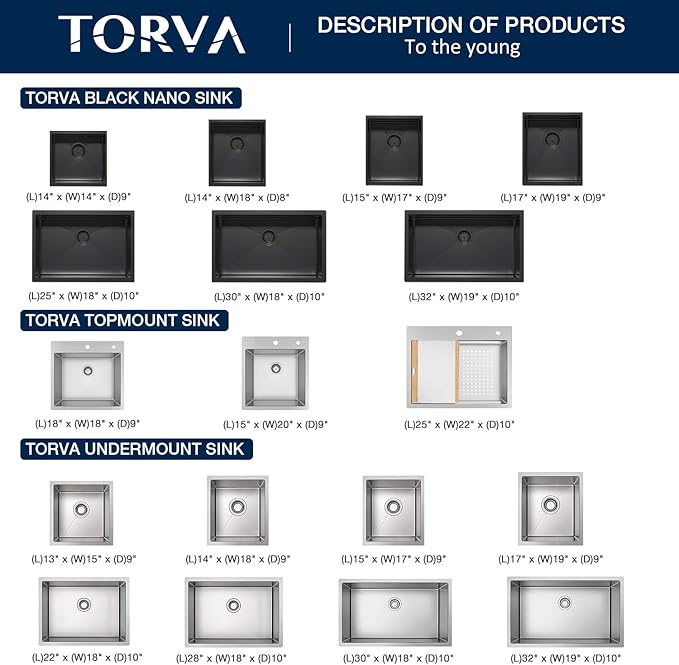 TORVA 15 x 17 Inch Undermount Kitchen Sink, Premium 304 Stainless Steel Bar Sink - Image 8