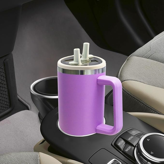 SYACOT 40 oz Tumbler with Handle and Straw Stainless Steel Insulated Tumbler Leak Proof Lid and Straw Lid Reusable Travel Mug Coffee Mug Cup Dishwasher Safe Keep Drinks Cold and Hot (Lilac) - Image 5