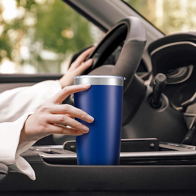 20 oz Tumbler with Lid Stainless Steel Insulated Tumblers Bulk Double Wall Vacuum Cups Powder Coated Travel Mug Keep Drink Cold and Hot, Blue, 8 Pack - Image 5