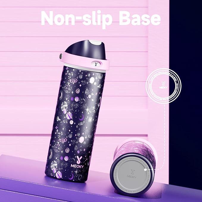 24 oz Insulated Water Bottle for Women: Meoky Stainless Steel Water Bottle with 2-in-1 Straw and Spout Lid - Leak Proof, Cold for 24 Hours, Fits in Car Cup Holder, BPA-Free for Sports Travel, Cosmic - Image 5