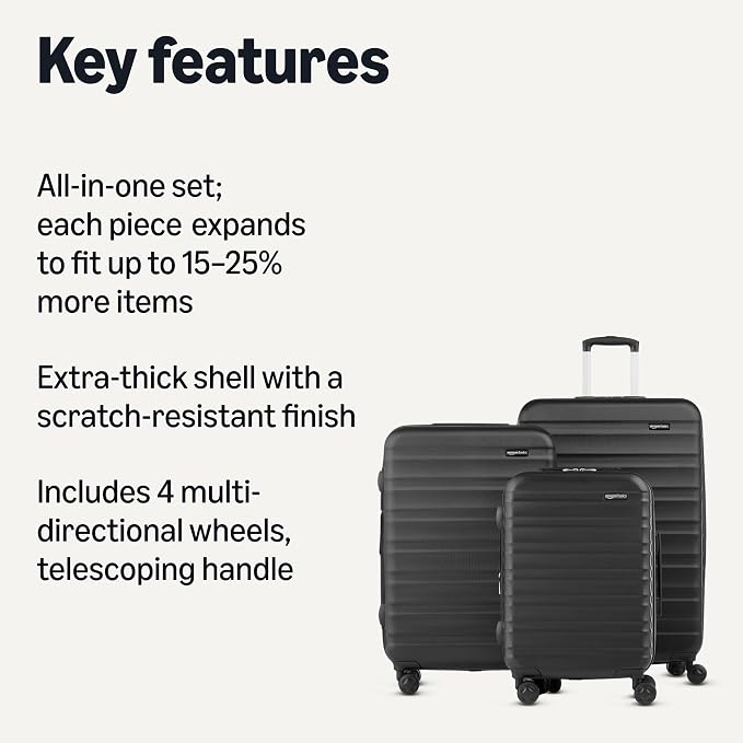 Amazon Basics 3-Piece Set, Hardshell Suitcases - Image 2