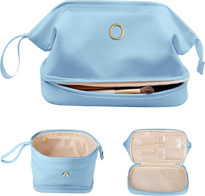 Initial Makeup Bags, Friend Gifts, Personalized Double Layer Cosmetic Bag by Vogewood