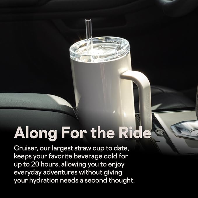 Corkcicle x Rifle Paper Co. Cruiser Insulated Tumbler with Handle & Straw - Keeps Drinks Cold 20 Hours - BPA-Free - Gift for Mom - Great for Mother's Day or Christmas - 40 oz - Curio Cream - Image 6