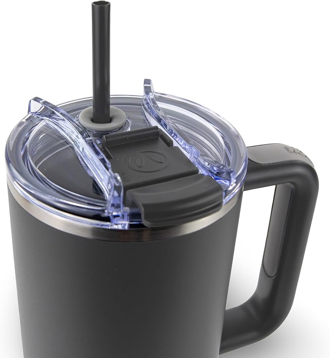Hogg Big Swig 40 oz Tumbler with Handle and Straw - Charcoal Gray, 40oz Insulated Stainless Steel, Water Tumbler with Straw, Water Cup with Handle, Versatile Leak Proof Lid - Image 2
