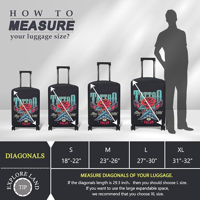 Explore Land Travel Luggage Cover Suitcase Protector Fits 18-22 Inch Case - Image 5
