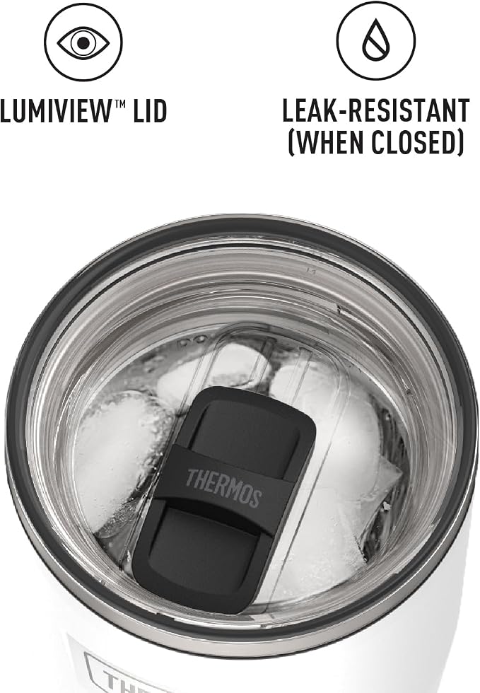 THERMOS ICON SERIES, Stainless Steel Cold Tumbler with Slide Lock, 24 Ounce, Snow - Image 5