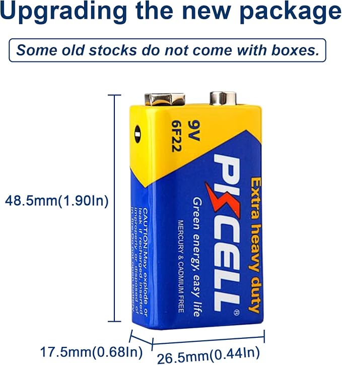 PKCELL 9V Battery Carbon Zinc for Smoke Detectors 6F22 Battery, Ultra - Image 4