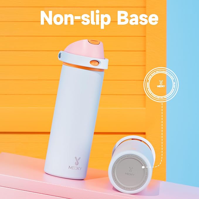 24 oz Insulated Water Bottle with Straw: Meoky Stainless Steel Metal Water Bottle with 2-in-1 Lid - Leak Proof, Cold for 24 Hours, Fits in Car Cup Holder, BPA-Free for Gym Travel Sports, Periwinkle - Image 9