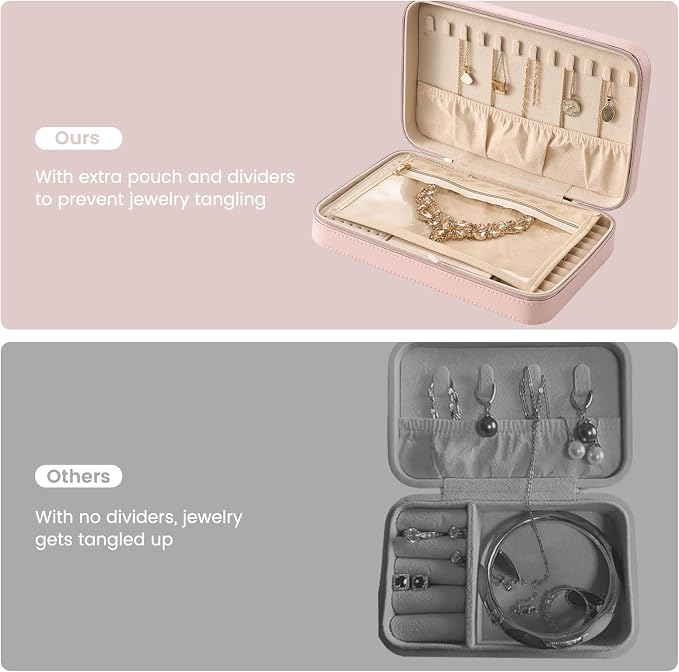 Lolalet Travel Jewelry Case for Women Girls, Travel Jewelry Organizer Box - Image 3