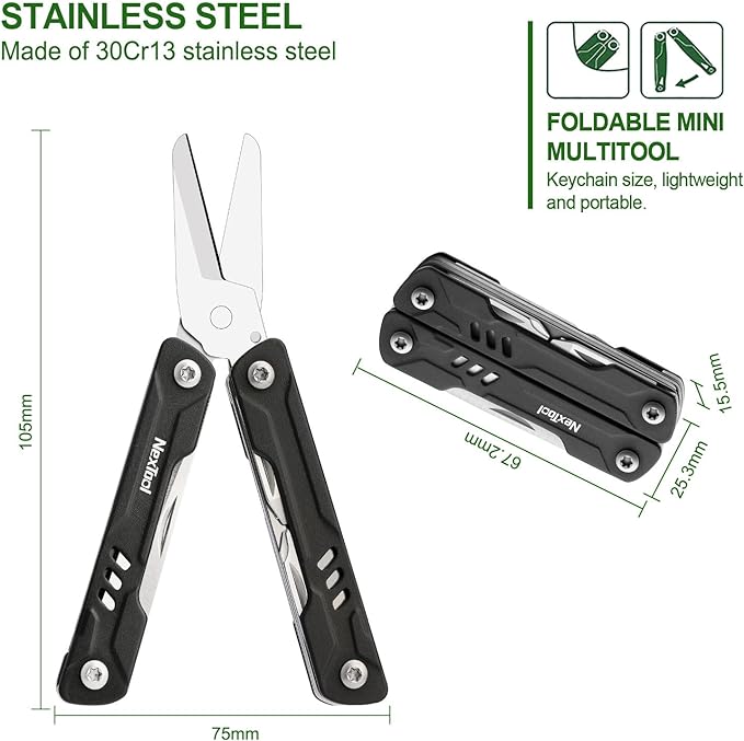 NexTool Keychain Multitool, Mini Sailor Scissors, 10 in 1 Mini Multitool - Image 2