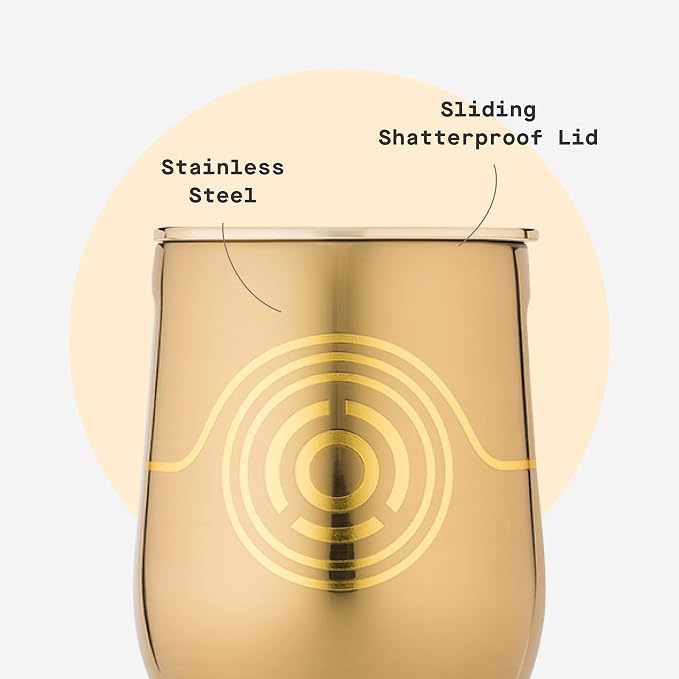 Corkcicle Stemless Insulated Wine Glass Tumbler - Beverages Cold 6 Hours & Hot 3 Hours - Stainless Steel - Easy-Grip - Summer Drinkware Gift - Keeps Drinks Ice - 12 oz - C-3PO - Image 5