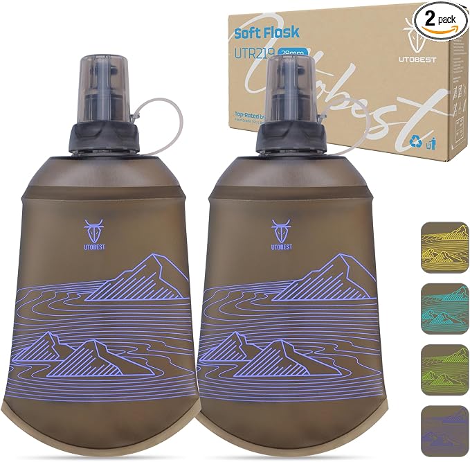UTOBEST 200ml Soft Flask, 2 Pack Flexible TPU Hydration Water Bottle, by UTOBEST