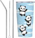 Panda Tumbler with Lid and Straw 20oz Vacuum Insulated Coffee Cup Stainless Steel Tumblers Leakproof Travel Mug Present for Women Men by Yrebyou