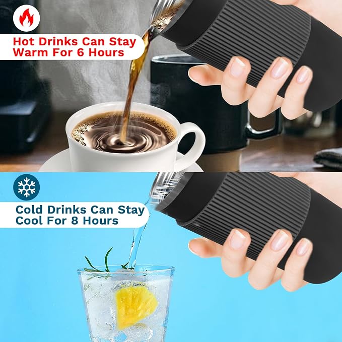 YINBAOGE Upgraded Insulated Travel Coffee Mug, Spill Proof & Leak Proof, Portable Camping Stainless Steel Tumbler, Reusable Thermal Coffee Cup with Lid for Hot & Cold Drinks (4th-Black, 15OZ) - Image 4