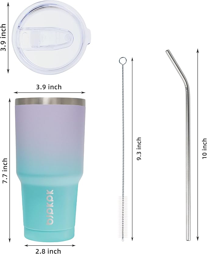 BJPKPK 30oz Tumbler Stainless Steel Double Wall Vacuum Insulated Mug with Straw and Lid for Women and Men,Lavender Green - Image 3