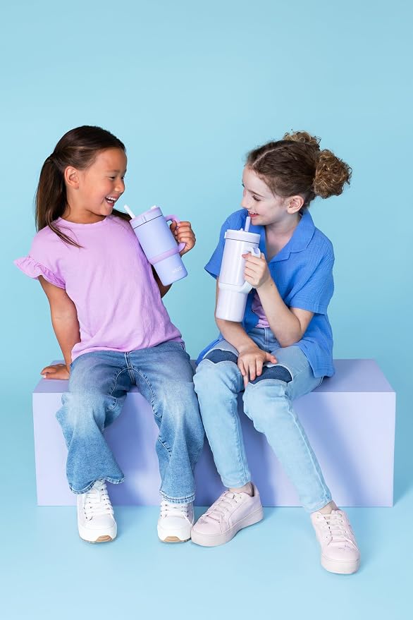 Ello Oasis 18oz Stainless Steel Kids Tumbler with Handle & Retracting Straw, 100% Leakproof, Double-Wall Vacuum Insulated, Kids Water Bottle for School, BPA Free, Dishwasher Safe, Purple Holographic - Image 8