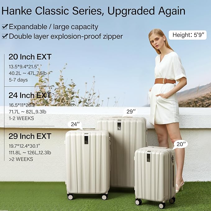 Hanke 29 Inch Expandable Checked Luggage Lightweight PC Hard Shell Luggage - Image 2
