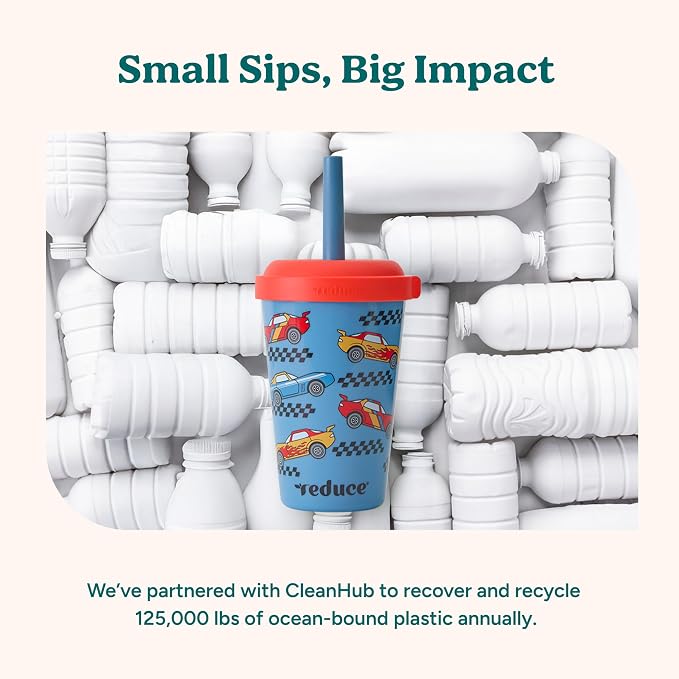 REDUCE GoGo's Kids Portable Tumbler Cups with Lids and Spill-Proof Straws - 5 Pack of Stackable 12 oz Tumblers with Twist-On Lids - Easy Storage, Dishwasher Safe - New Explorer - Image 7