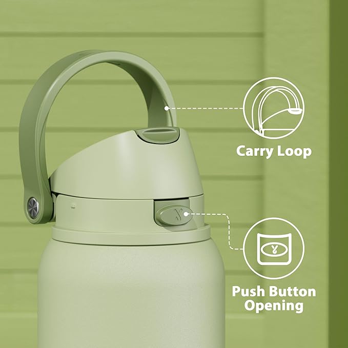 40 oz Insulated Water Bottle with Straw: Meoky Stainless Steel Metal Water Bottle with 2-in-1 Lid - Leak Proof, Cold for 24 Hours, Protective Silicone Base, BPA-Free for Sports Gym, Sage - Image 6