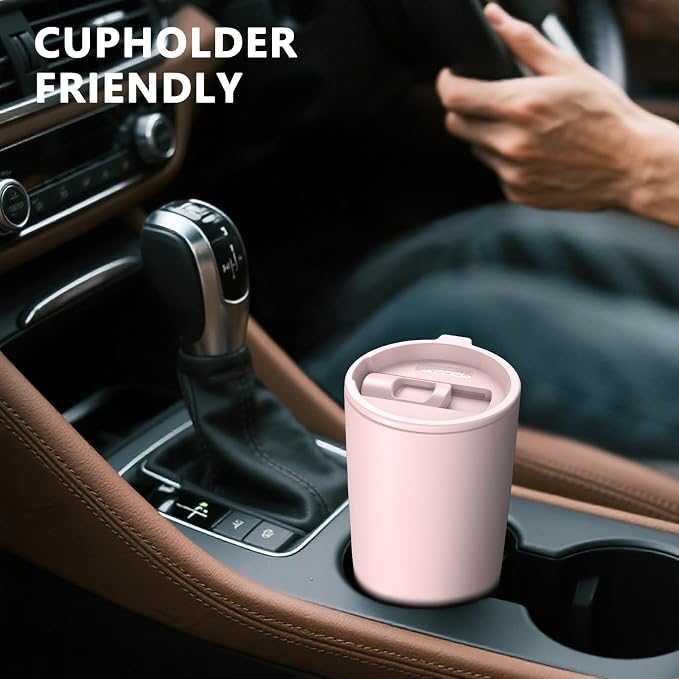 TILUCK 20 oz Insulated Tumbler with BPA-Free Lid, Stainless Steel Vacuum Travel Coffee Mug, Double Wall Coffee Tumbler （20oz，Matte LightPink） - Image 4